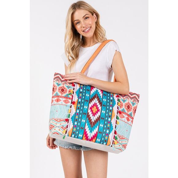 Aztec-Inspired Multicolor Tote Bag - Picture 6 of 8